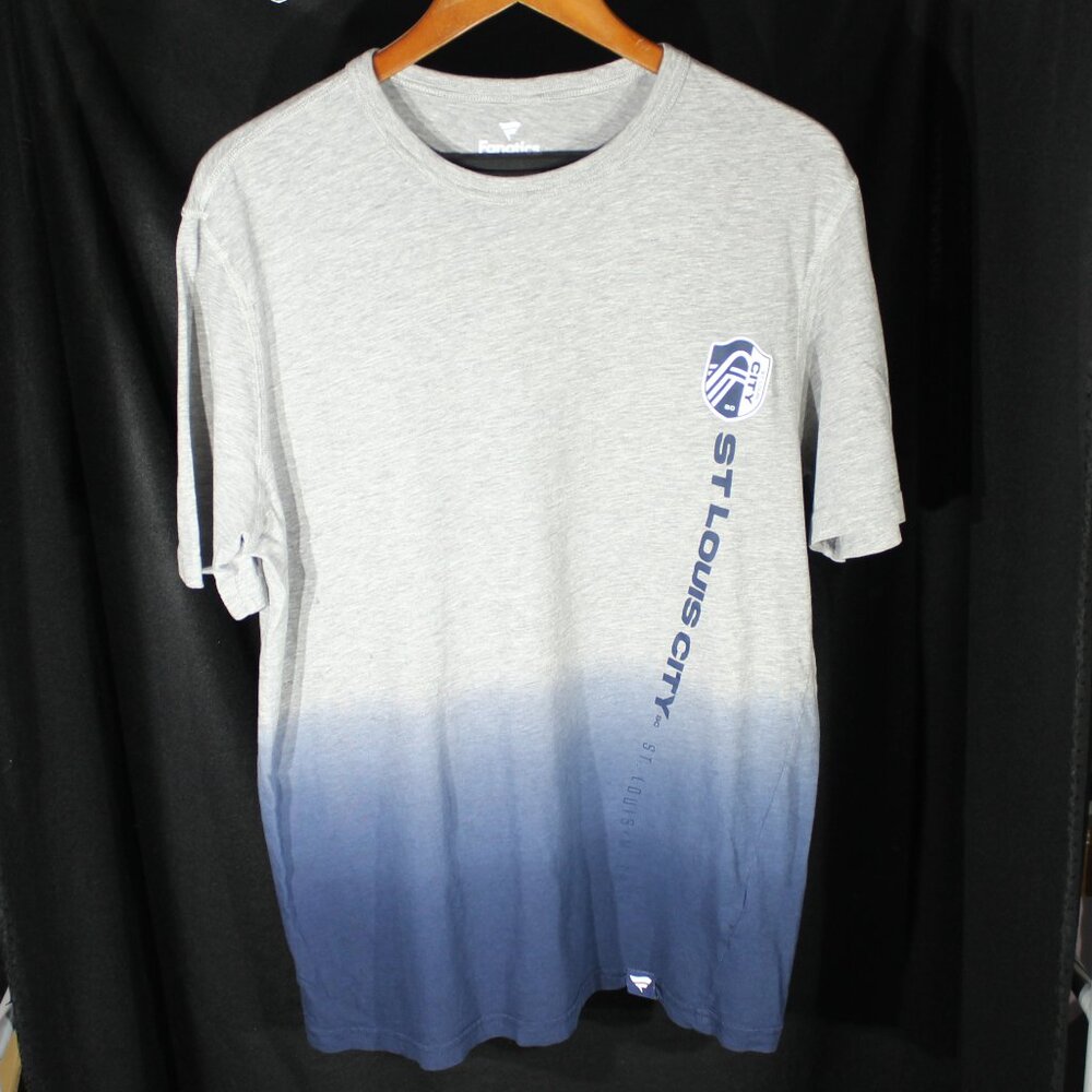 Fanatics MLS St. Louis City SC Gray Dip Dye Blue T-Shirt - Size L